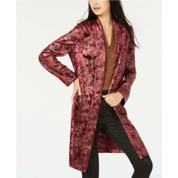 Floral Velvet Long Jacket - Picture 1 of 4